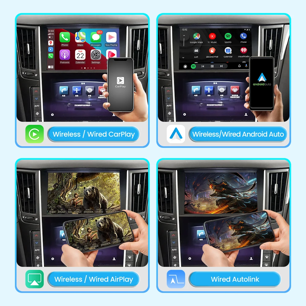 New JoyeAuto for Infiniti 2015-2019 Q50 Q60 Q50L QX50 Wireless Apple CarPlay Android Auto Retrofit Mirror-Link AirPlay Car Play