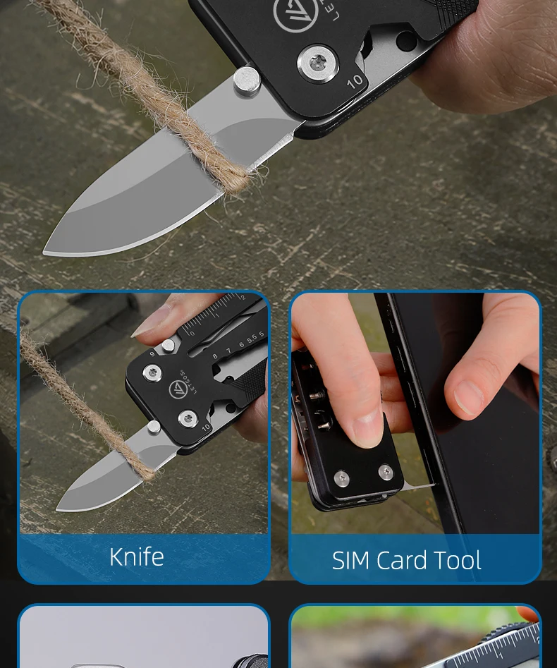 LETGOS Mini-Taschenmesser 12-in-1 Multitool, EDC Klappmesser Überlebenswerkzeug für Outdoor-Camping und Wandern, Cooles Geschenk für Männer und Väter – Detail 6