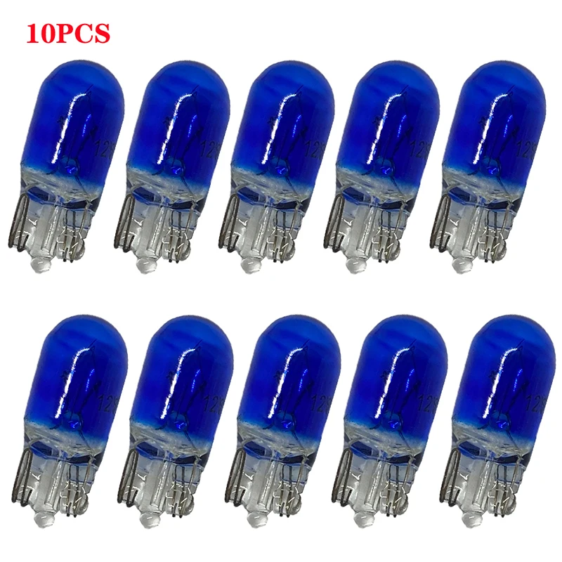 10pcs T10 W5w 194 Blue Green Glass Signal Lamp 12v 5w W2.1x9.5d Single Filament Super White Amber Red Car Bulb