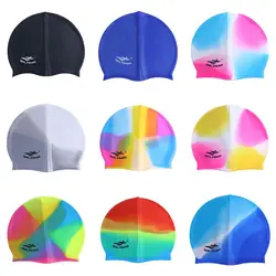 Gorro de baño de pelo largo de alta elasticidad para hombres y mujeres, gorro de natación de silicona Flexible, impermeable, gorro de piscina, gorro de baño