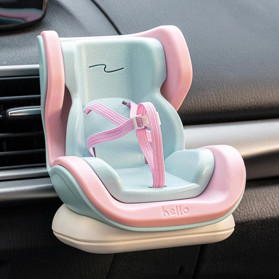 BOXOB Asiento De Coche Para Muñeca Labubu – Soporte De Plástico Rosa Con Cinturón De Seguridad, Colgador Para Ventilación Y Decoración De Interior