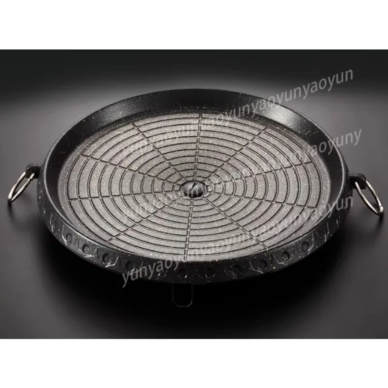 Korean Round Grill Plate Barbecue Plate Smokeless BBQ Plate Outdoor Portable Cassette Oven Outdoor Teppanyaki