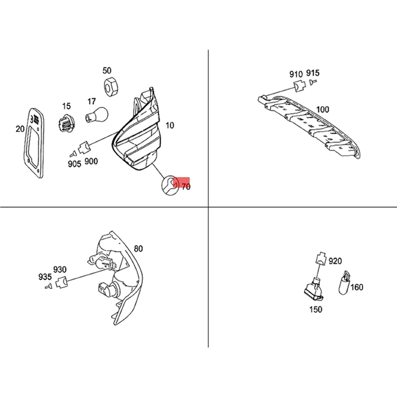 

2X 1648260007 Car Tail Light Wiring Harness For Mercedes-Benz W164 ML500 R350 R500 ML320