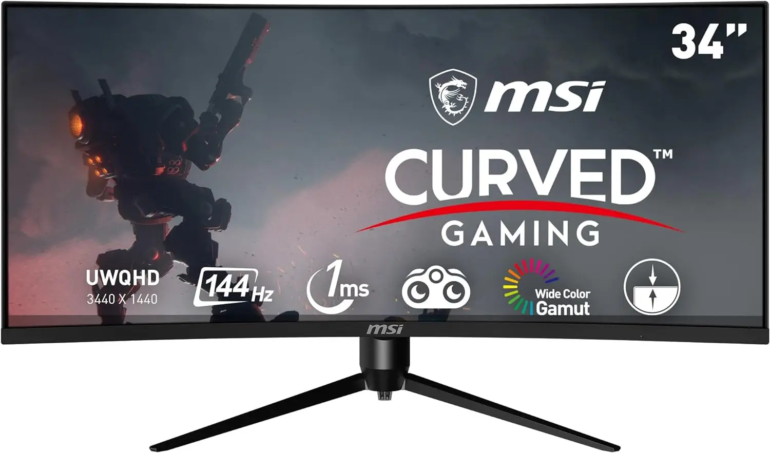 MSI Optix MAG342CQR 1500R Curvature 21:9 Aspect Ratio Narrow Bezel 1ms 3440 x 1440 (UWQHD) 144Hz Refresh Rate