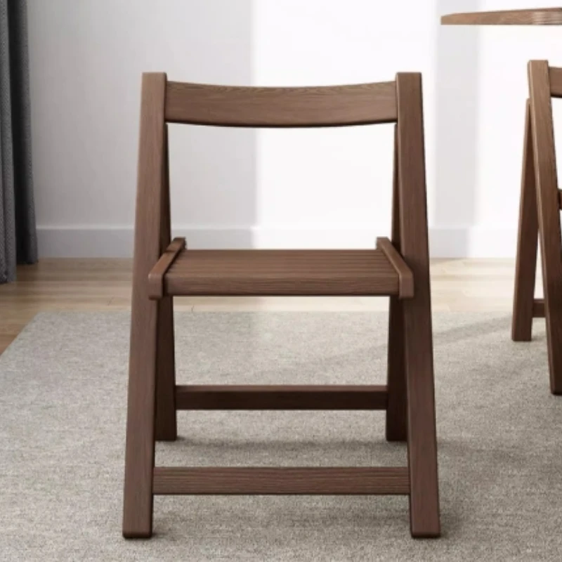 

Living Room Casual Dining Chair, Balcony Mahjong Foldable Seat, Home Solid Wood Backrest Chair, Hollow Carved Wooden Stool