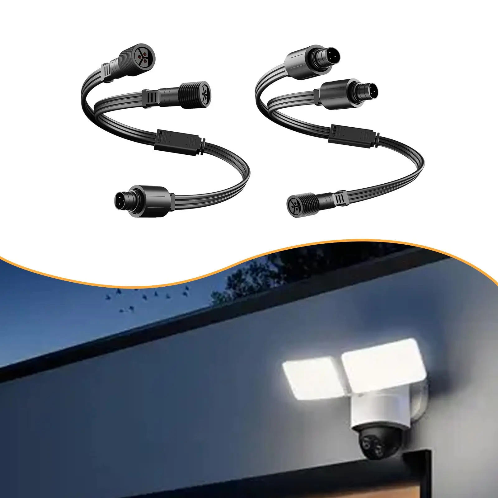 Outdoor Lights Extension Cable Waterproof Y Splitter, Plug and Play Holiday Decoration for Holiday Christmas