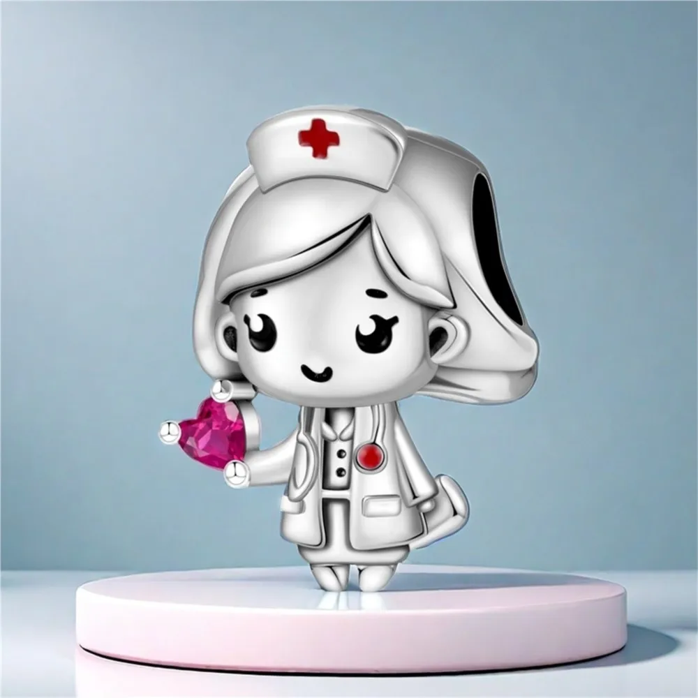 Orstarry 925 Sterling Silver Cartoon Character Nurse Beads Fit Women Bracelets Charms DIY Birthday Party Gifts Jewelry Accessory