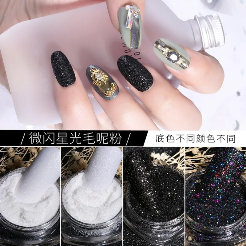 

6 Colors Black White Nail Art Sugar Powder 3g Shiny Chrome Glitter Pigment Dust Colorful Candy Coat Effect DIY Nails Glitter *&