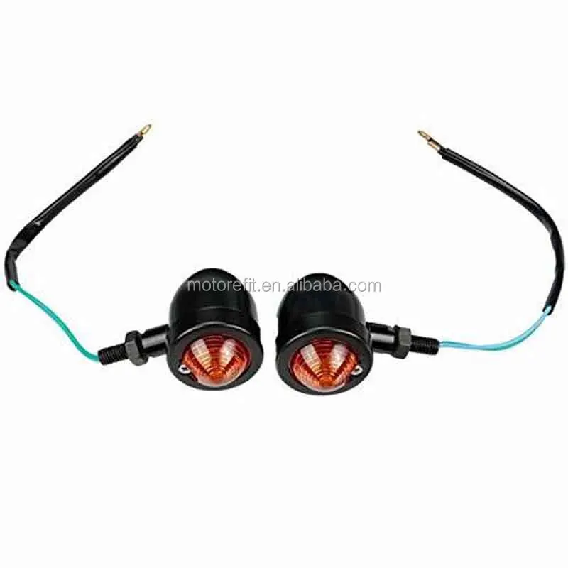 2pcs Universal Motorcycle Mini Bullet Chrome Plated Bullet Front Rear Turn Signals Indicator Blinkers Amber Lights