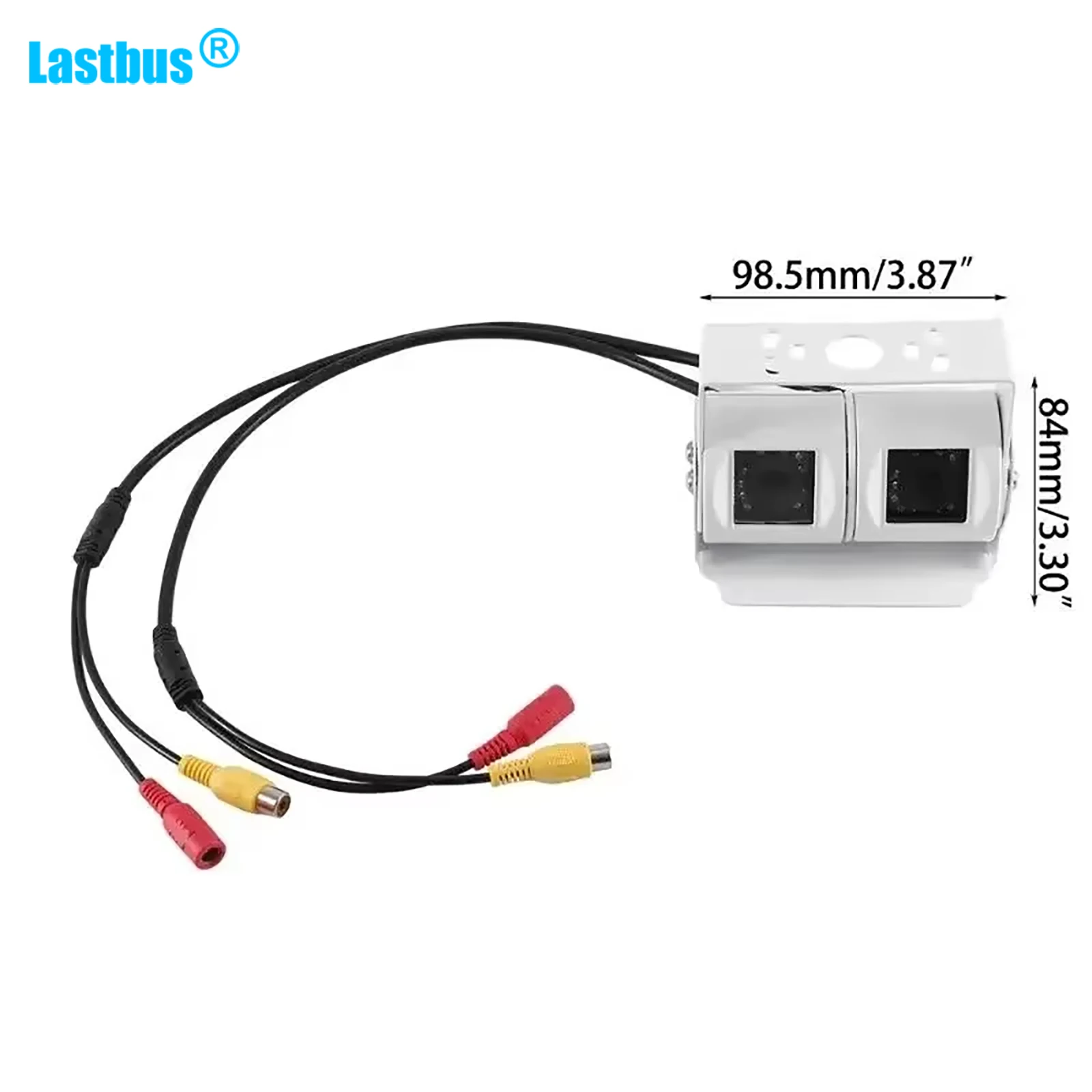 

Lastbus White Dual Lens Reversing Camera RV Backup Camera Twin Adjustable Angle Lens Rear View CCD Camera AV For Truck Bus