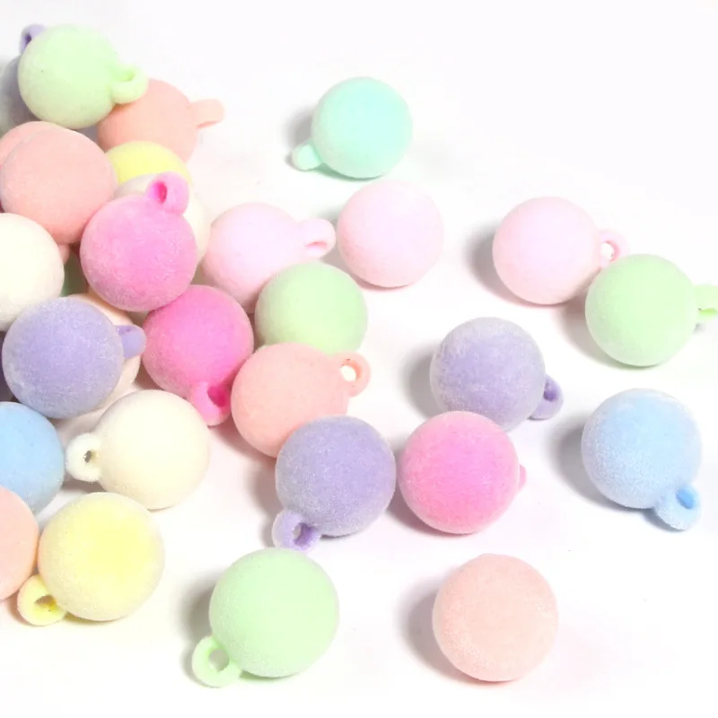 New Fashion Quality 10pcs/bag 16mm Candy Colored Plush Hanging Hole Beads DIY Headwear Bracelet Jewelry Accessories