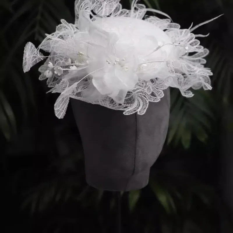

New European Style Handmade Lace Bridal Flower Hat Retro Wedding Headdress Flowers