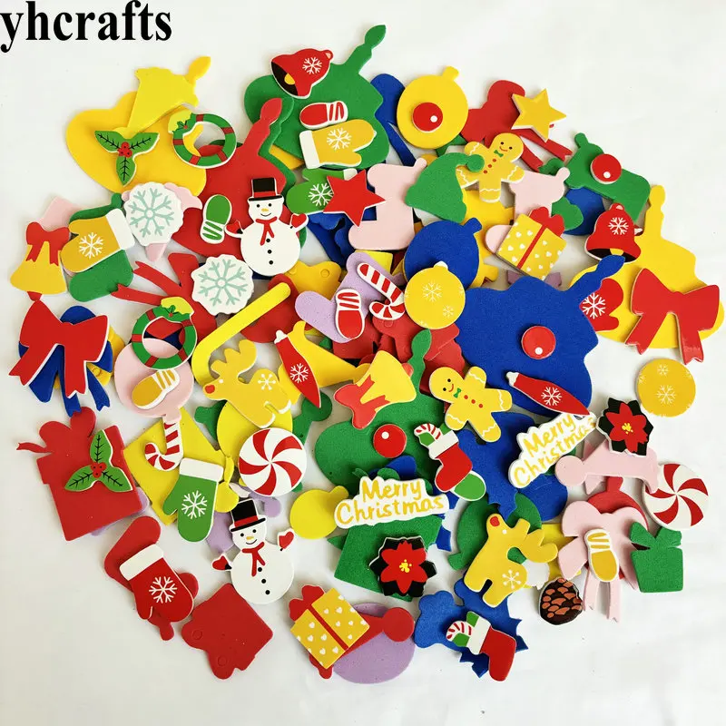 150/LOT.Mix New colorful christmas foam stickers Noel Creative party activitity items Kindergarten arts and crafts diy toys