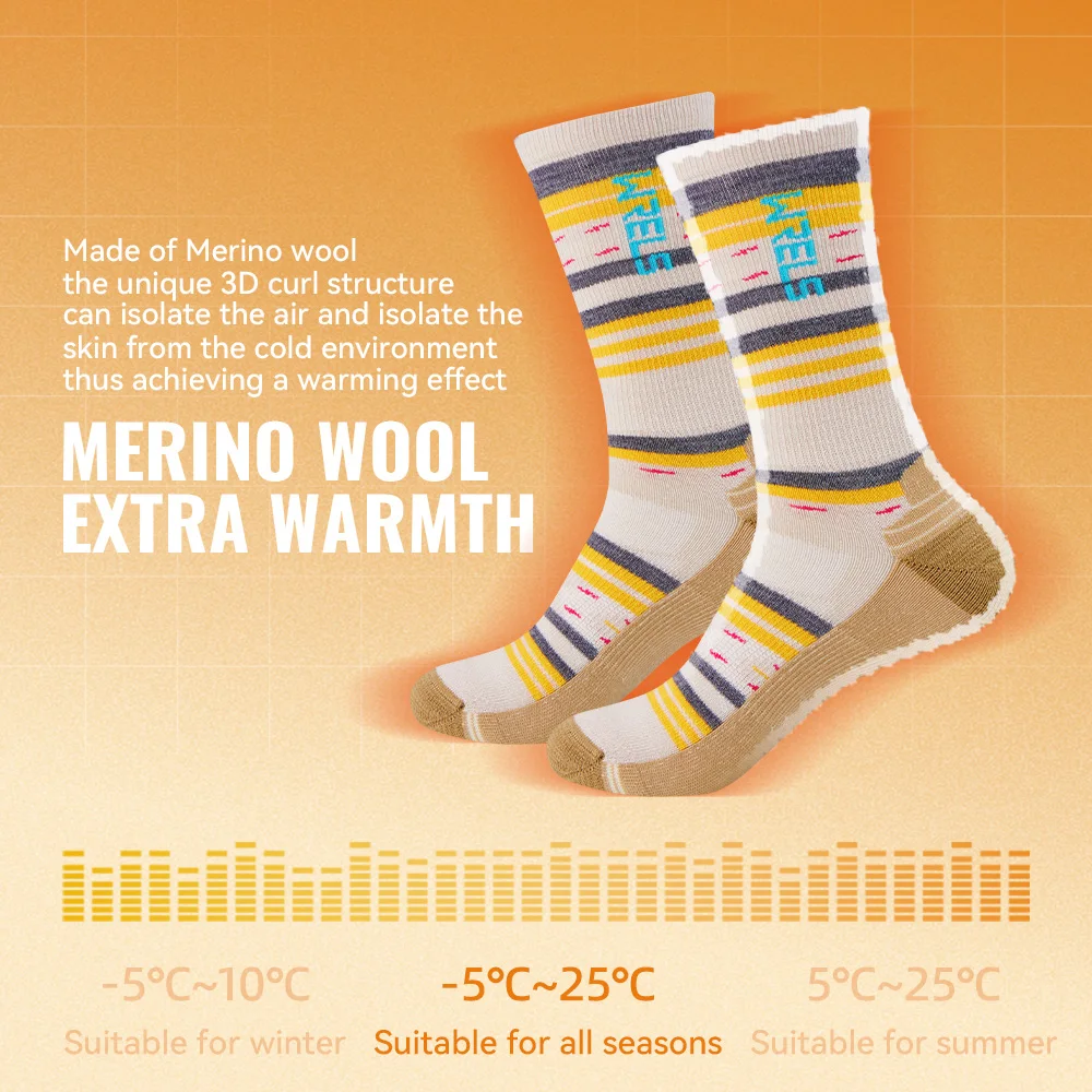 WRELS 1/2/3 أزواج جوارب من الصوف ميرينو ضغط وسادة سميكة الدافئة المشي الرطوبة فتل عدم الانزلاق المشي جوارب من الصوف.