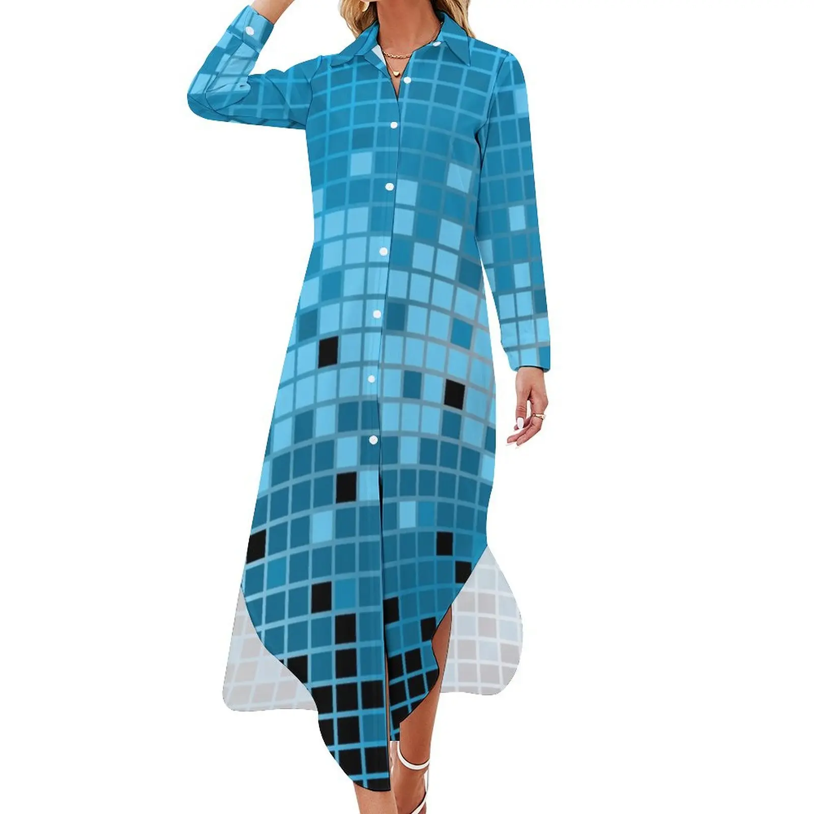 

Mosaic Long Sleeved Shirt Dress dresses women summer 2024 prom dresses