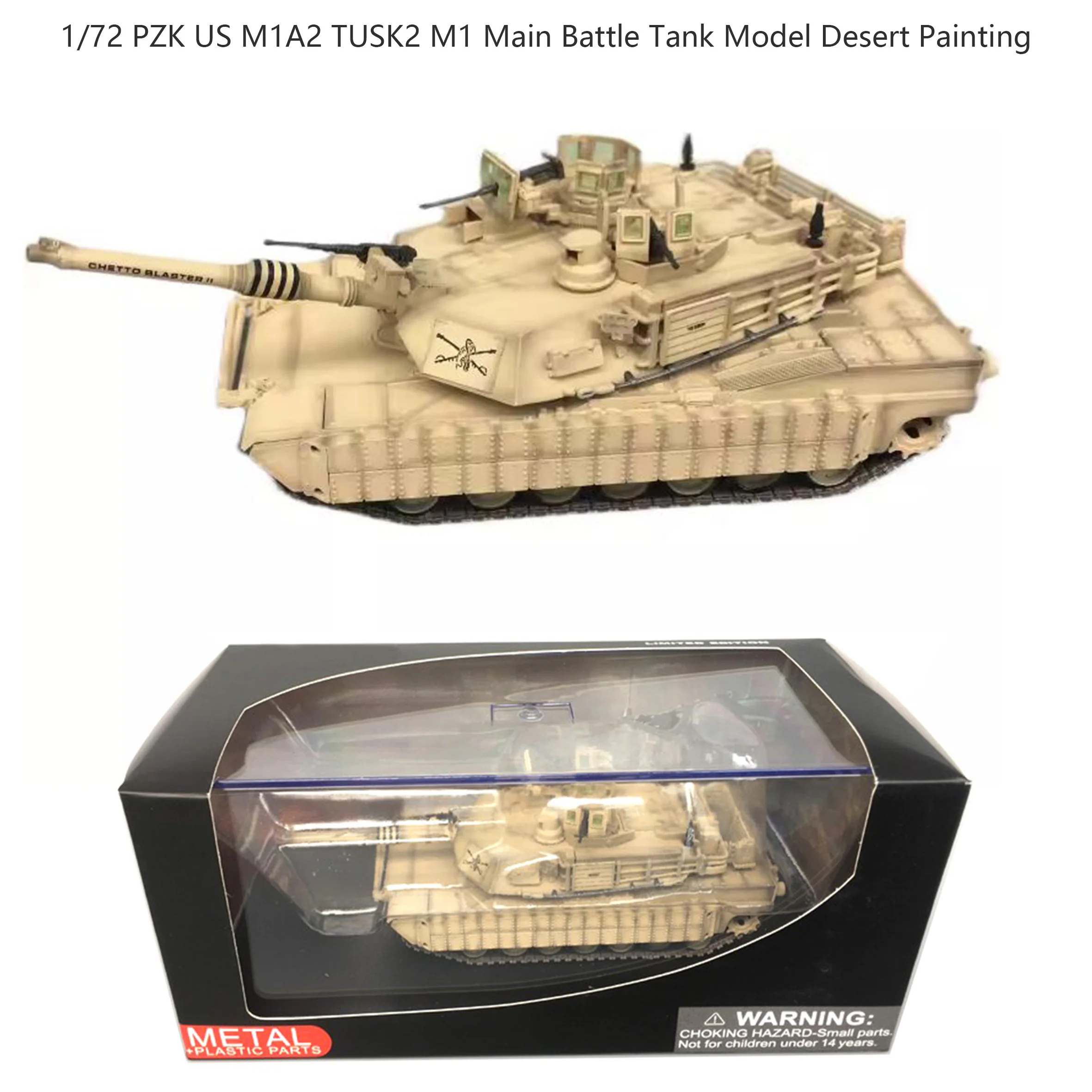 

1/72 PZK US M1A2 TUSK2 M1 Main Battle Tank Model Desert Painting Finished product collection model