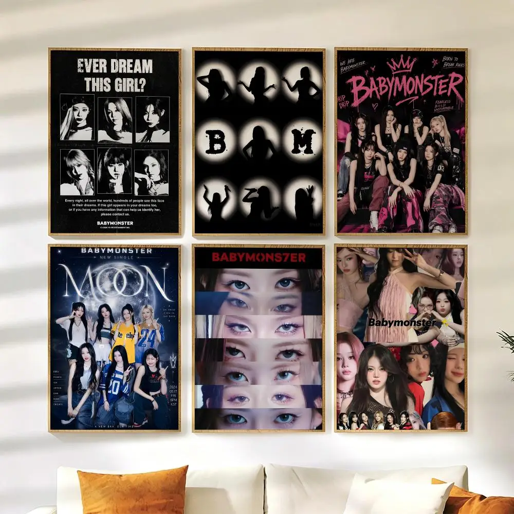 BABY M-MONSTER Poster Wall Stickers HD Painting Self Adhesive Art Decals for Bedroom Living Room Home Decor