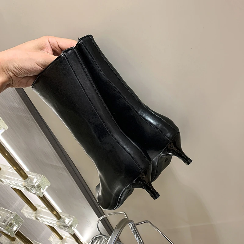 Designer Women Ankle Boots Fashion Square Low Heel Dancing Party Prom Shoes Laides Concise Slip On Short Booties