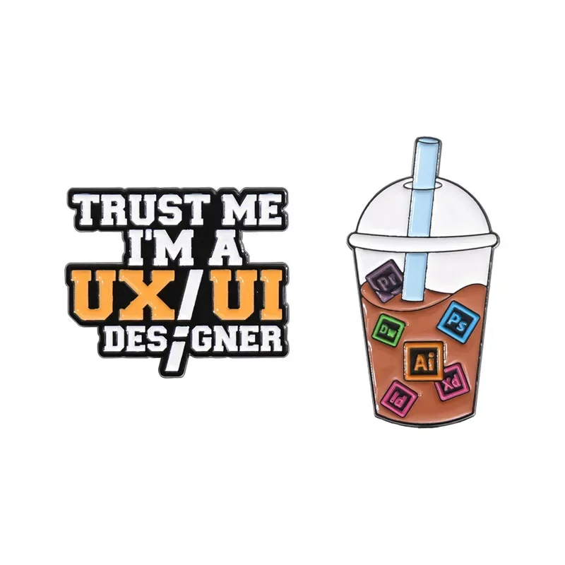 شارات معدنية للملابس وحقيبة الظهر ، إكسسوارات حقائب الظهر ، هدايا المجوهرات للأصدقاء ، ثق بي IM A UX UI ، تصميم UI #5