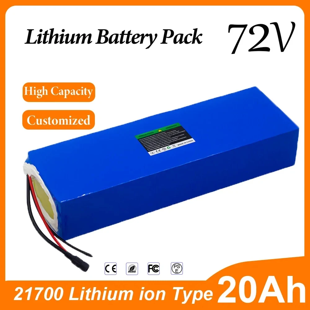 

Новый аккумулятор Pack 72V 20Ah для двигателя 2500W 3000W с 50A BMS Высококачественная 21700 перезаряжаемая литиевая батарея 20000mAh