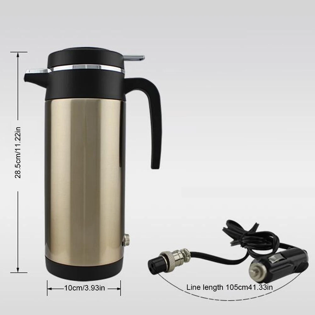 750/1200ML 12V/24V Stainless Steel Thermal Bottle Portable Electric Kettle Heated Car Mug Vehicle Heating Cup Coffee Thermos Mug