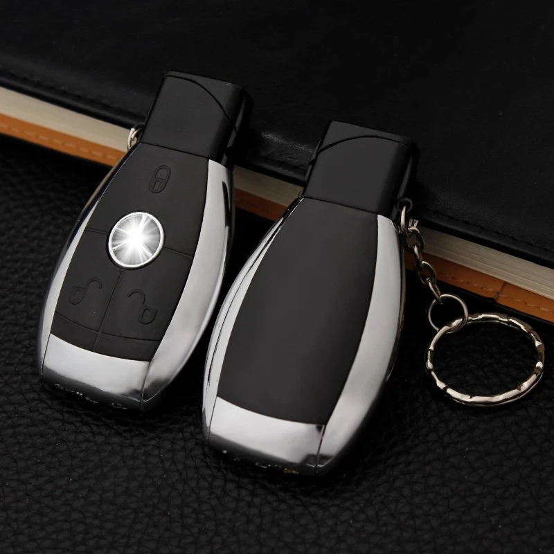 Creative Lighter Car Key Pendant Rechargeable Inflatable Metal Lighter Personality Fashion Funny Cool Gift Wholesale (Airless)