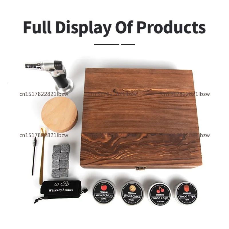 Kit Premium de Ahumador de Whisky de Madera con Antorcha |   Set de Regalo de Cortador de Cigarros y Tijeras para Bourbon y Cócteles