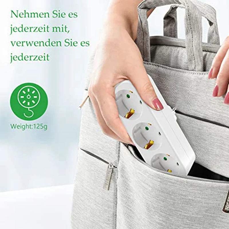 

2 Pack Multi Socket Without Cable 250V/16A Socket Adapter, Portable Sockets EU Plug