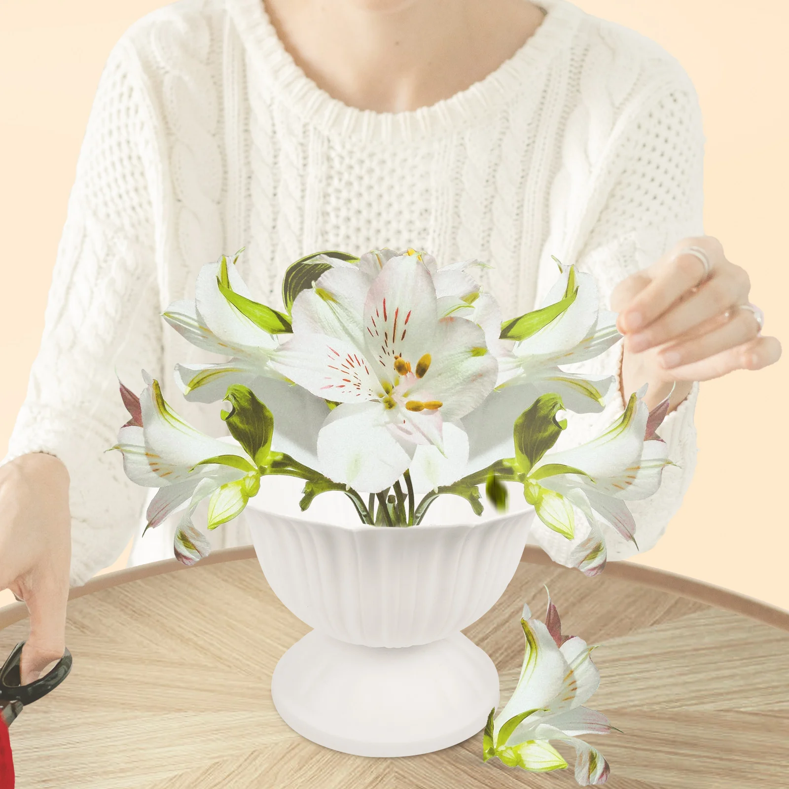 

Pots Flowerpot Decoration Outdoor Floral Containers Decorate White Plastic Large Wedding Planters