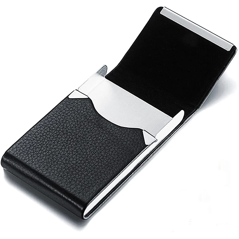 Creative Business Card Holder PU Leather Business Card Case with Magnetic Clasp Pocket RFID Blocking Business Card Organizer