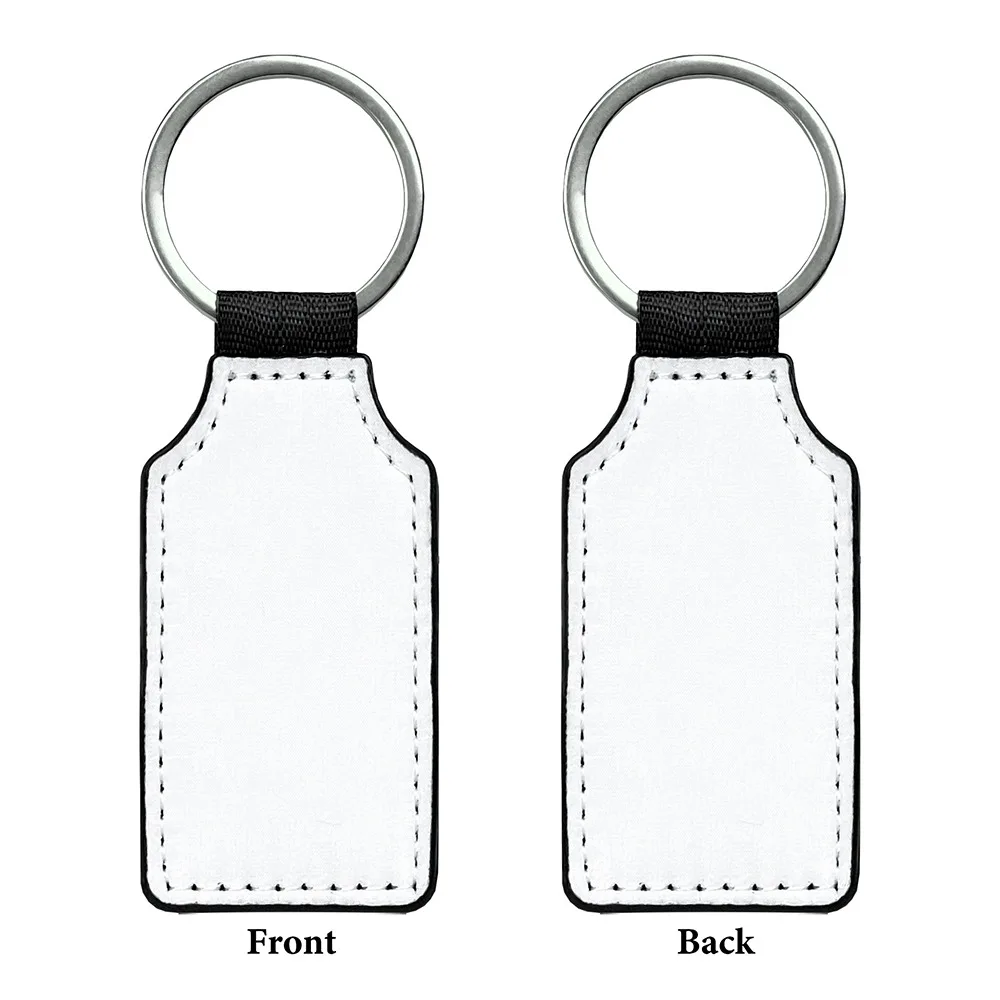 DIY Dye Sublimation Blanks Keychain Creative PU Leather Heat Transfer Keyring Rectangle Heart Double Sides Blank ID Tags Keyring