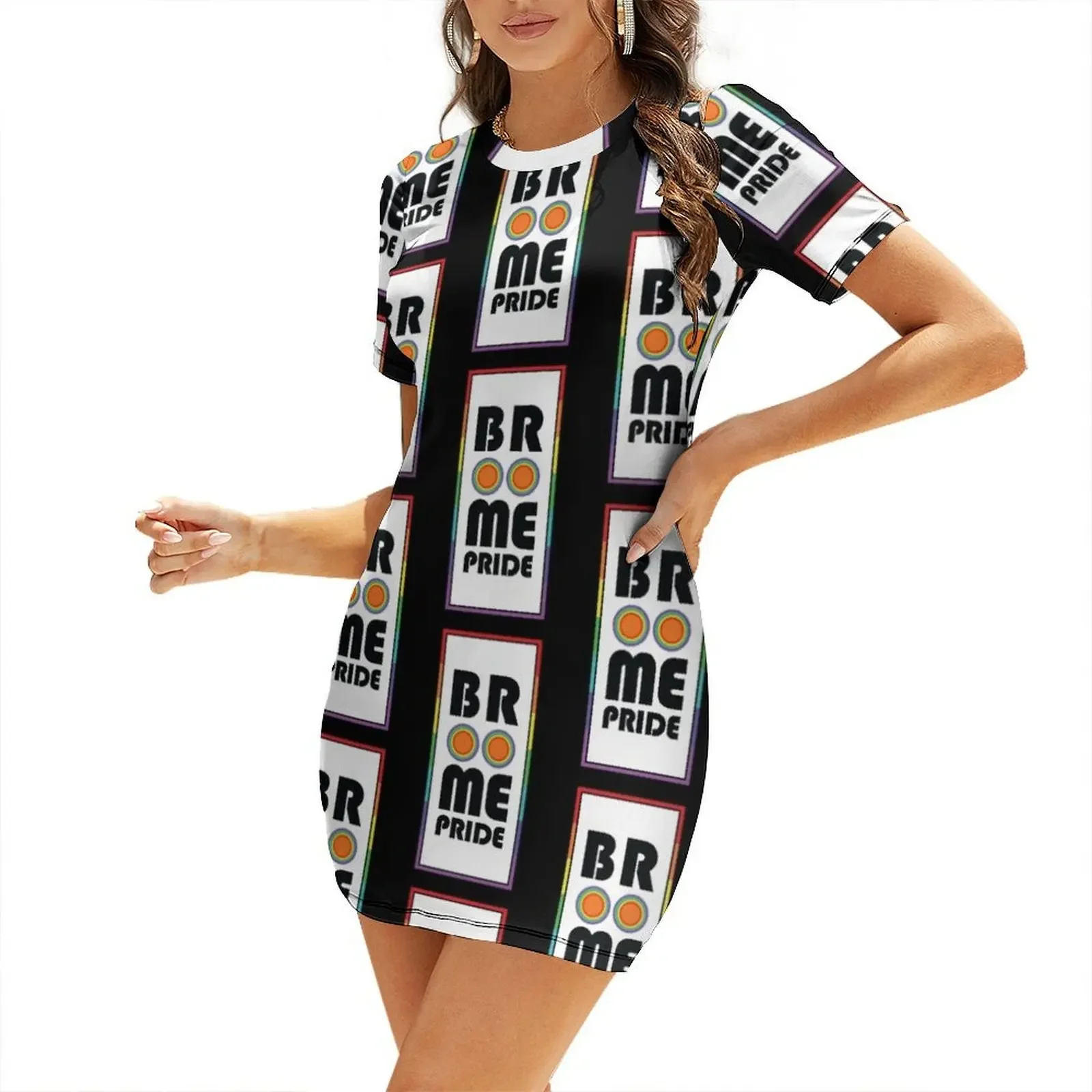 

Broome Pride – Rainbow rectangle Short-Sleeved Dress wedding dresses for woman woman dress Female dress prom clothes