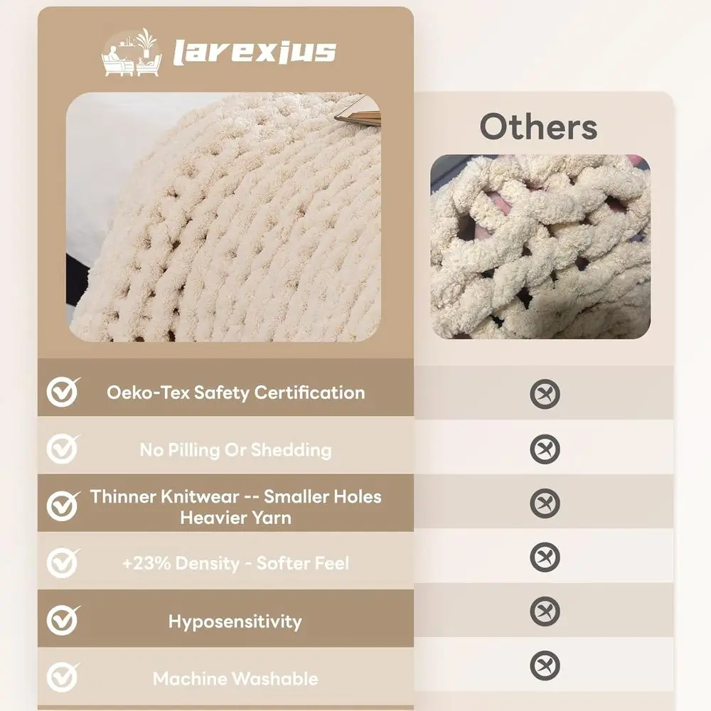 بطانية محبوكة مكتنزة مريحة فاخرة، 60 × 80 بوصة، عقدة حبل منسوجة 100% للأريكة والأريكة وديكور المنزل، هدية - قابلة للغسل في الغسالة ( #5