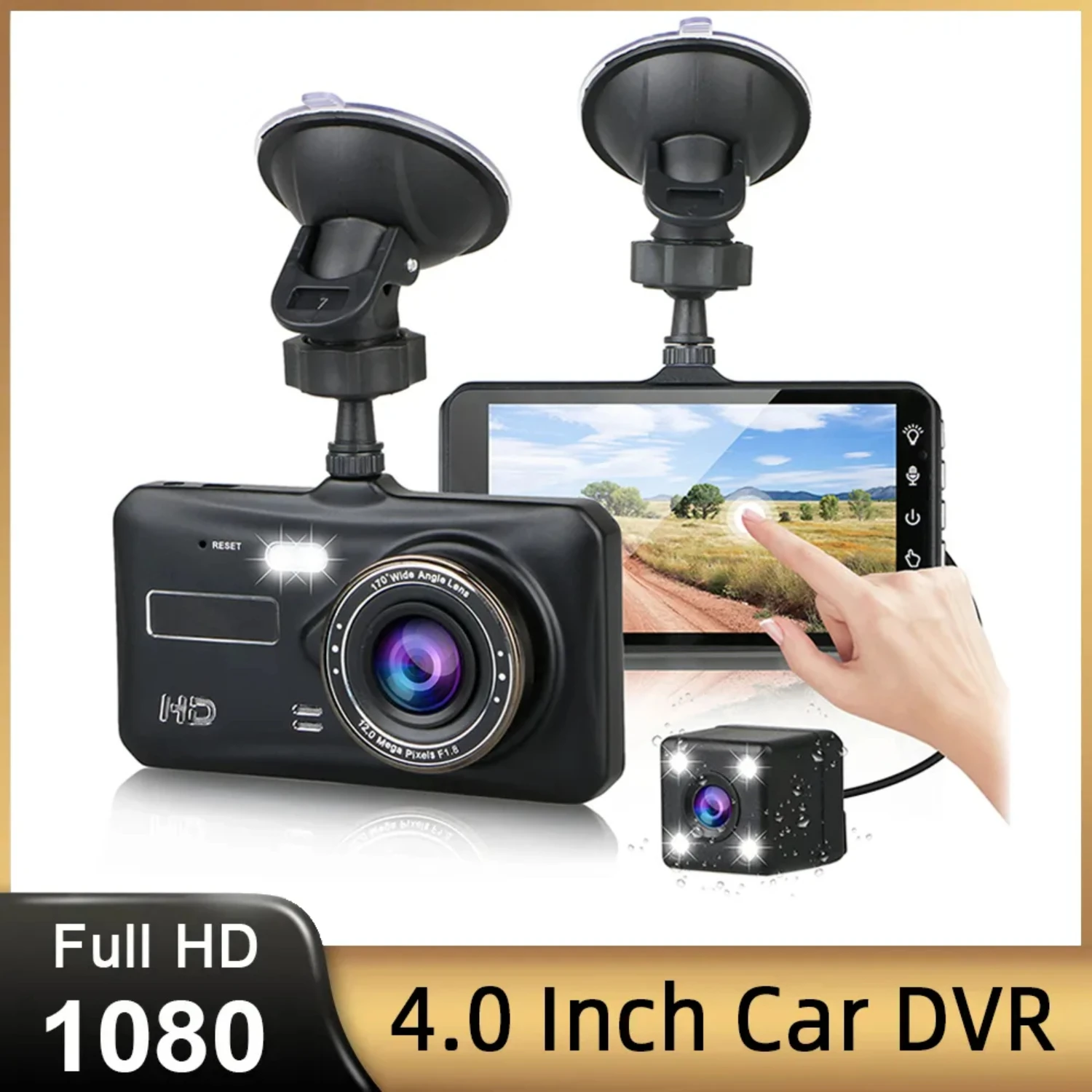 

Cam Front and Rear Camera CAR DVR Car Video Recorder Vehicle Black Box FULL HD 1080P Night Vision Driver Recorder