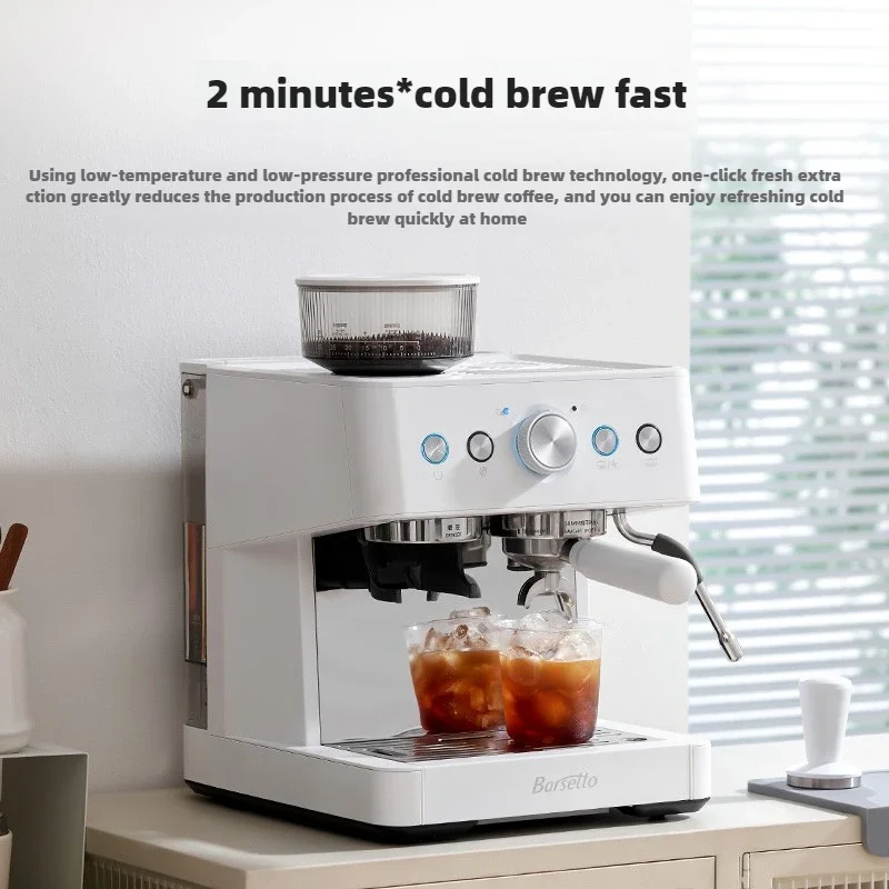 Barsetto 01C Cold Brew Coffee Machine 58MM Brewing head Household small Italian grinding bean milk foam machine 220V