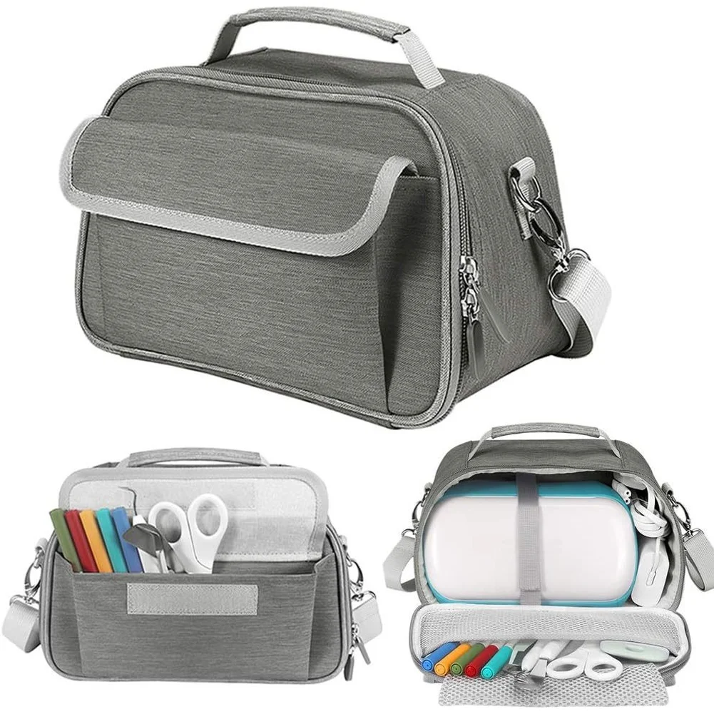 1pc Gray Padded Carrying Case With Dividers For Cricut Joy Cutting Machine Tools Mats Storage Bag Portable Organizer