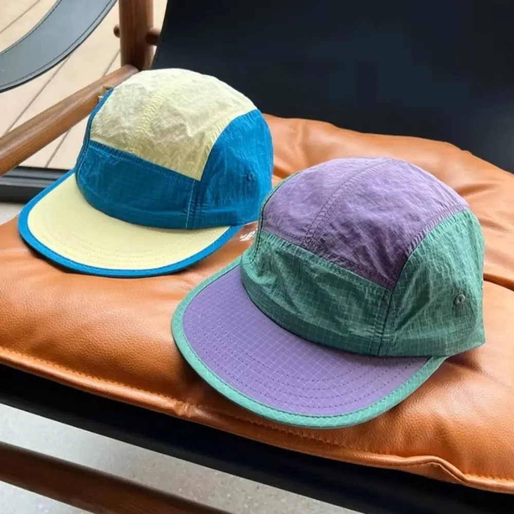 

Color Matching Baseball Cap Flat-brimmed Soft Brim Men's Summer Hats 5-panel Quick-drying Hiking Camping Hat Running Cap