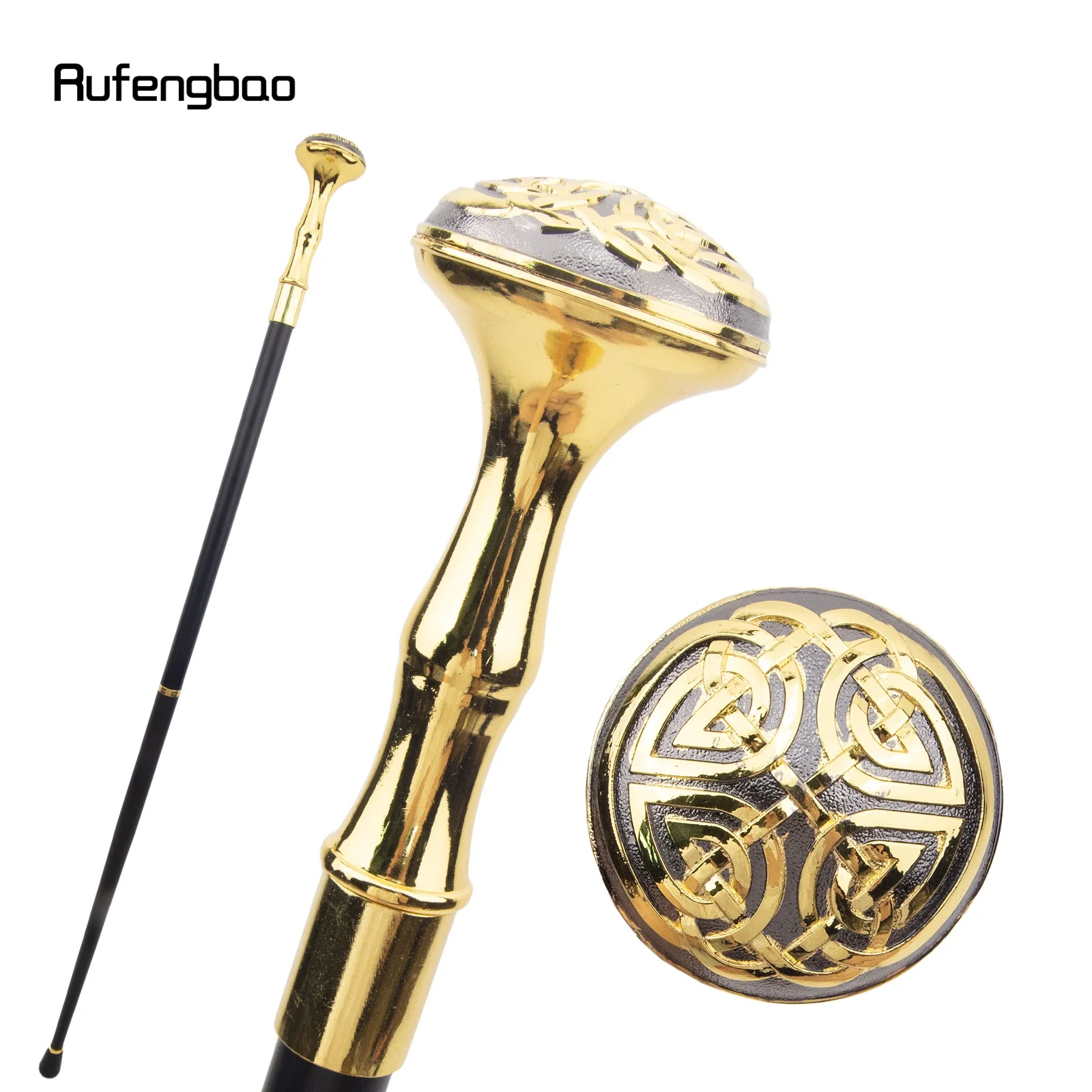 Four Leaf Clover Totem Relief Walking Cane Fashion Walking Stick Gentleman Crosier Knob Walking Stick 93cm