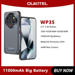 Oukitel-teléfono inteligente resistente WP35, 5G, pantalla de 6,6 pulgadas, 2,4 K, ocho núcleos, 24GB + 256GB, batería de 11000mAh, 64MP, NFC, Android 14