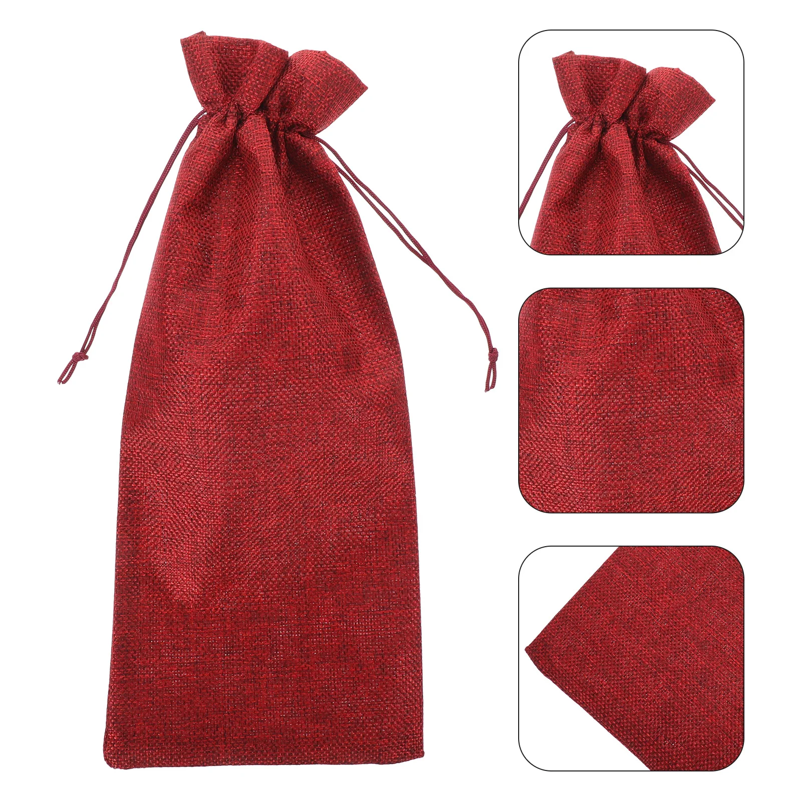 

5 Pcs Gift Bag Burlap Bottle Tasting Wedding Holiday Bags with Drawstring Red Festival Mother