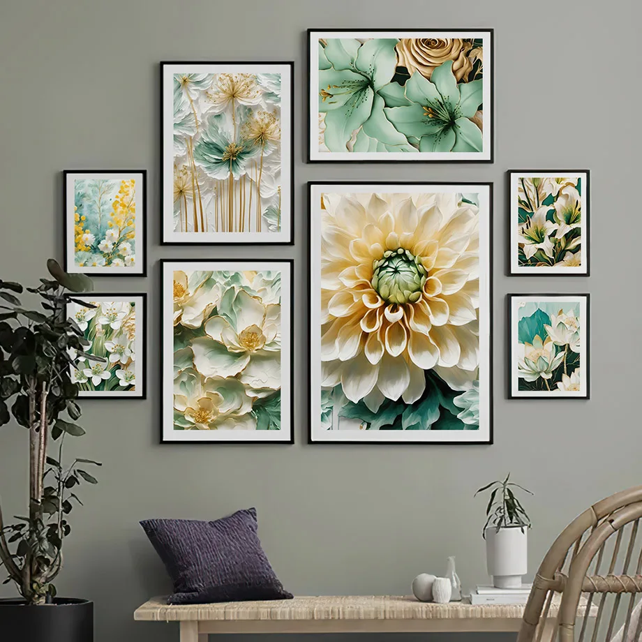 Blooming Flower Lily Lotus Dahlia Peony Elegant Floral Wall Art Canvas Painting Posters And Prints Picture For Living Room Decor