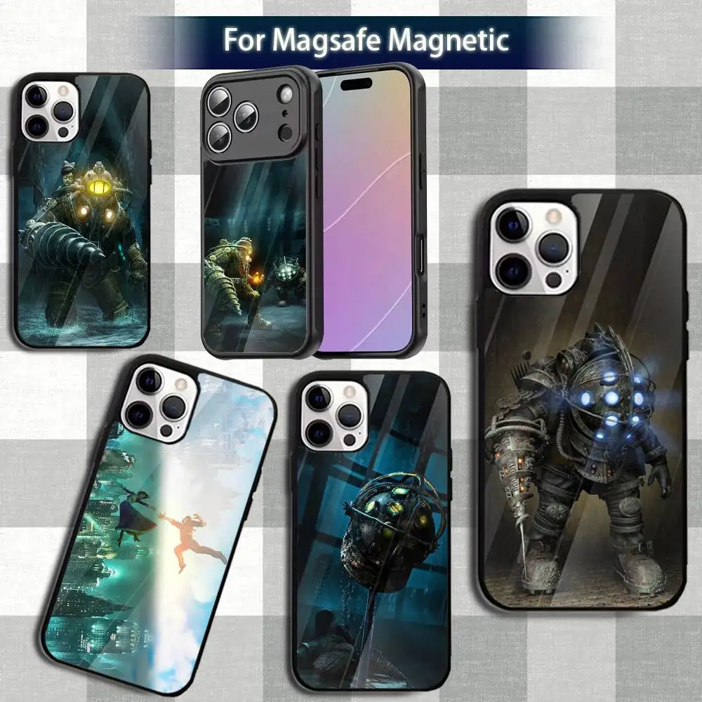 

Popular B-BioShock-es Game Phone Case For iPhone 13,12,15,17,11,16,14,Pro,Max,Plus,Mini,Magsafe,Magnetic Wireless Charging Case