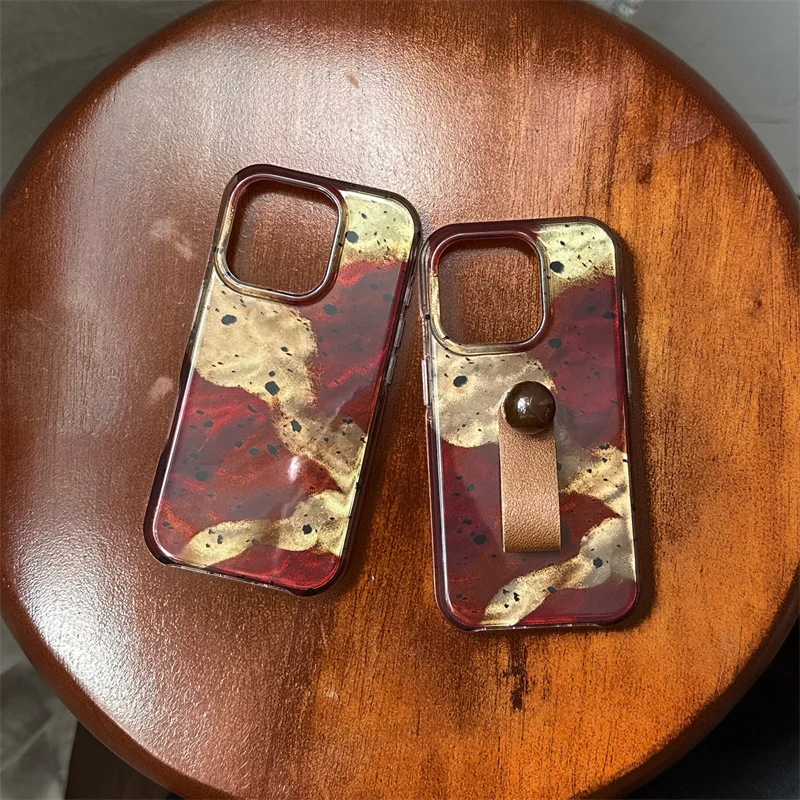 العنبر ميلارد سبلاش الحبر البقع الخريف الشتاء الفن جراب هاتف آيفون 17 16 15 14 13 برو ماكس حافظة لطيف فاخر الكرتون غطاء