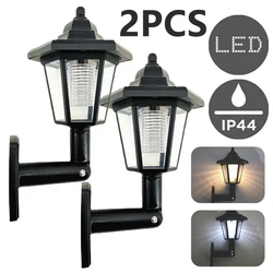 Solar LED iluminação exterior lanterna retro, luzes hexagonais, lâmpada de parede sconce, decoração do jardim, holofotes