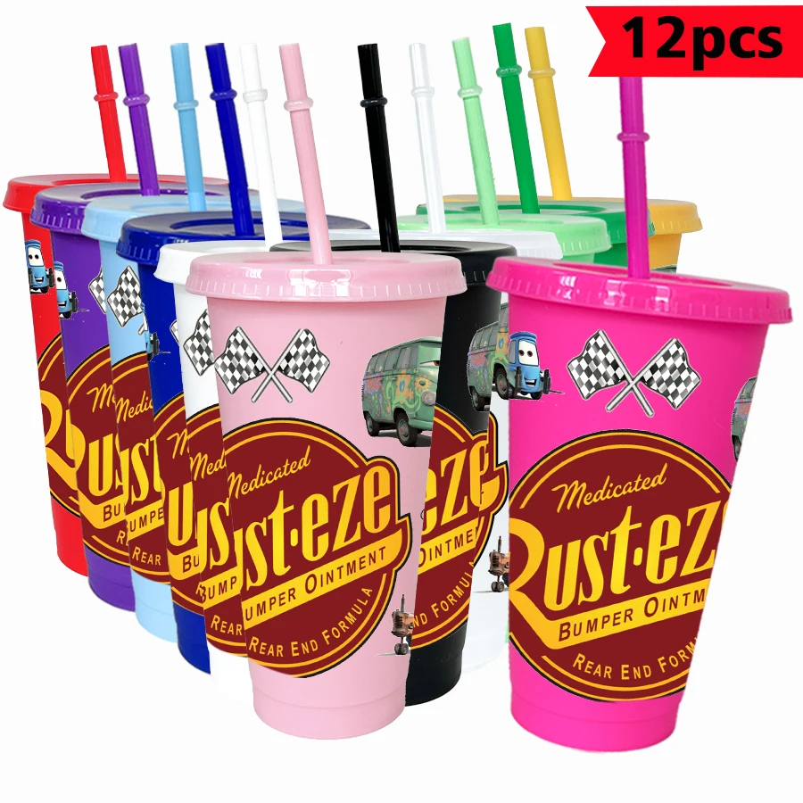 

12 pcs/pack Disney, car, flag 26oz colorful plastic tumbler birthday party drinking utensils juice coffee cup