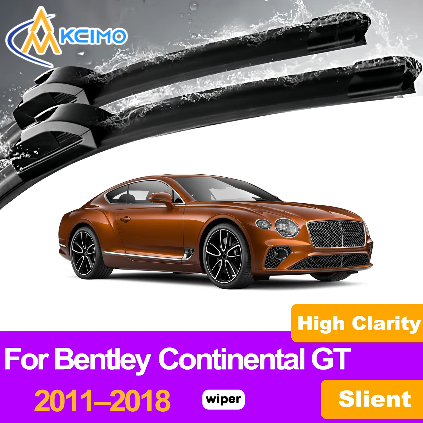 

KCIMO 2PCS Front Windshield Wiper Blades For Bentley Continental GT 2011–2018, Premium Rubber Low Noise Durable Construction