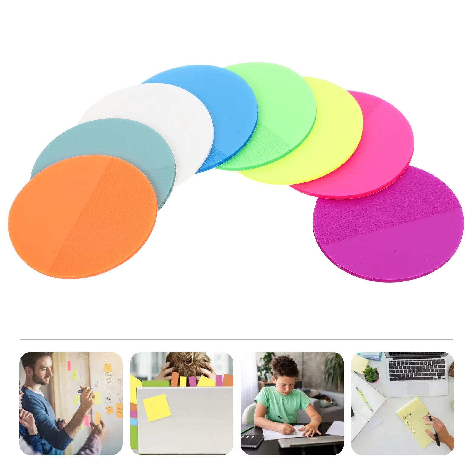 1Set Round Memo Material Self-Adhesive Tearable Multi-Function Portable Note Pads Office School Household Daily Use