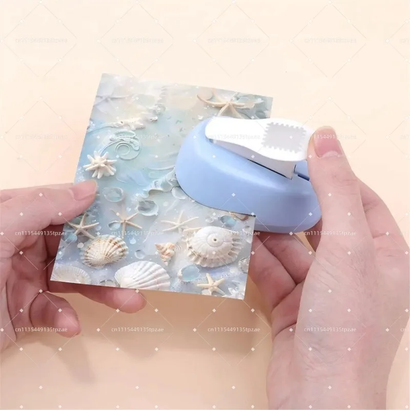 2cm Stamp-Shaped Paper Punch, Perforated Edge Lever Action Hole Puncher for Scrapbooking, Card Making & DIY Crafts