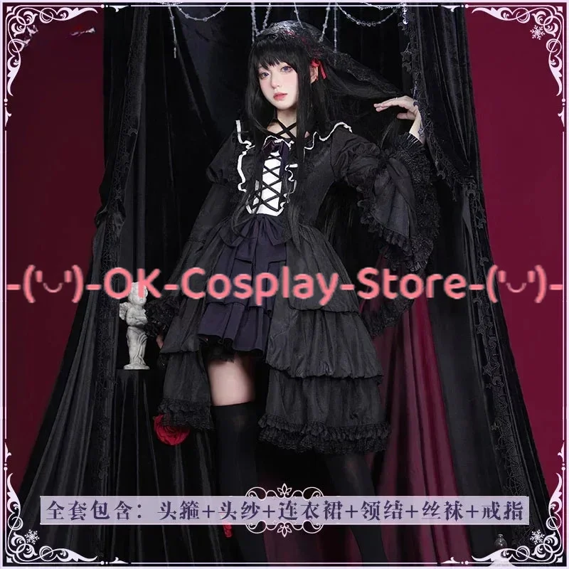 Akemi Homura Black Dress Anime Puella Magi Madoka Magica Cosplay Costume Lolita Dress Party Suit Halloween Uniforms Custom Made