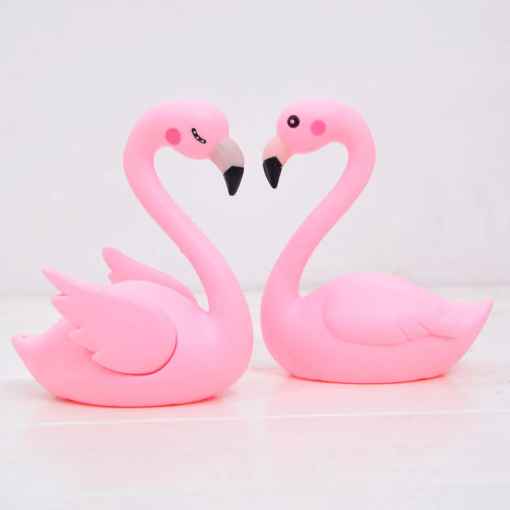 

4pcs Plastic Flamingo Cake Decor Adorable Opening Wings Table Desk Home Car Ornament Party Decoration Gift Unique